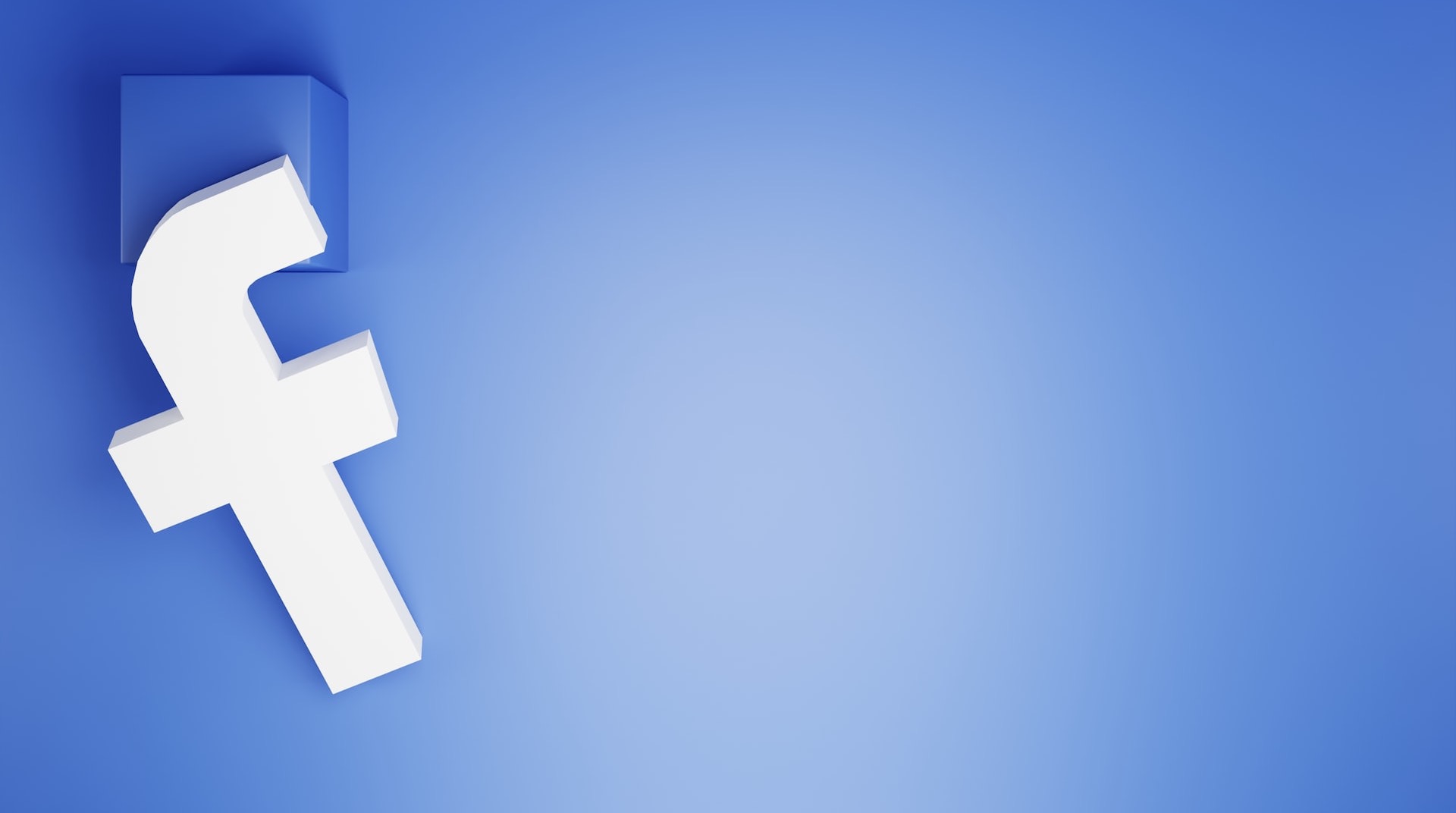 a white facebook logo on a blue background